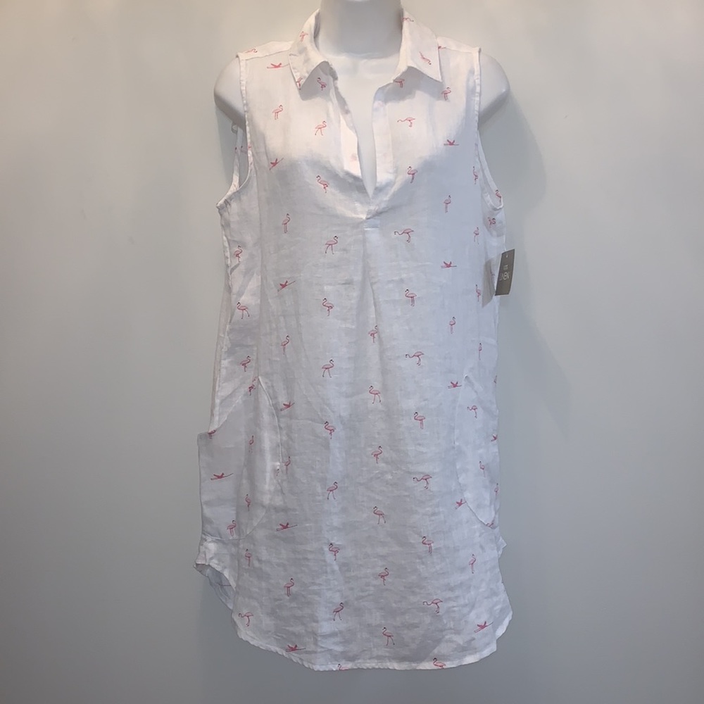 FORCYNTHIA Beachwear Flamingo 100% Linen Coverup